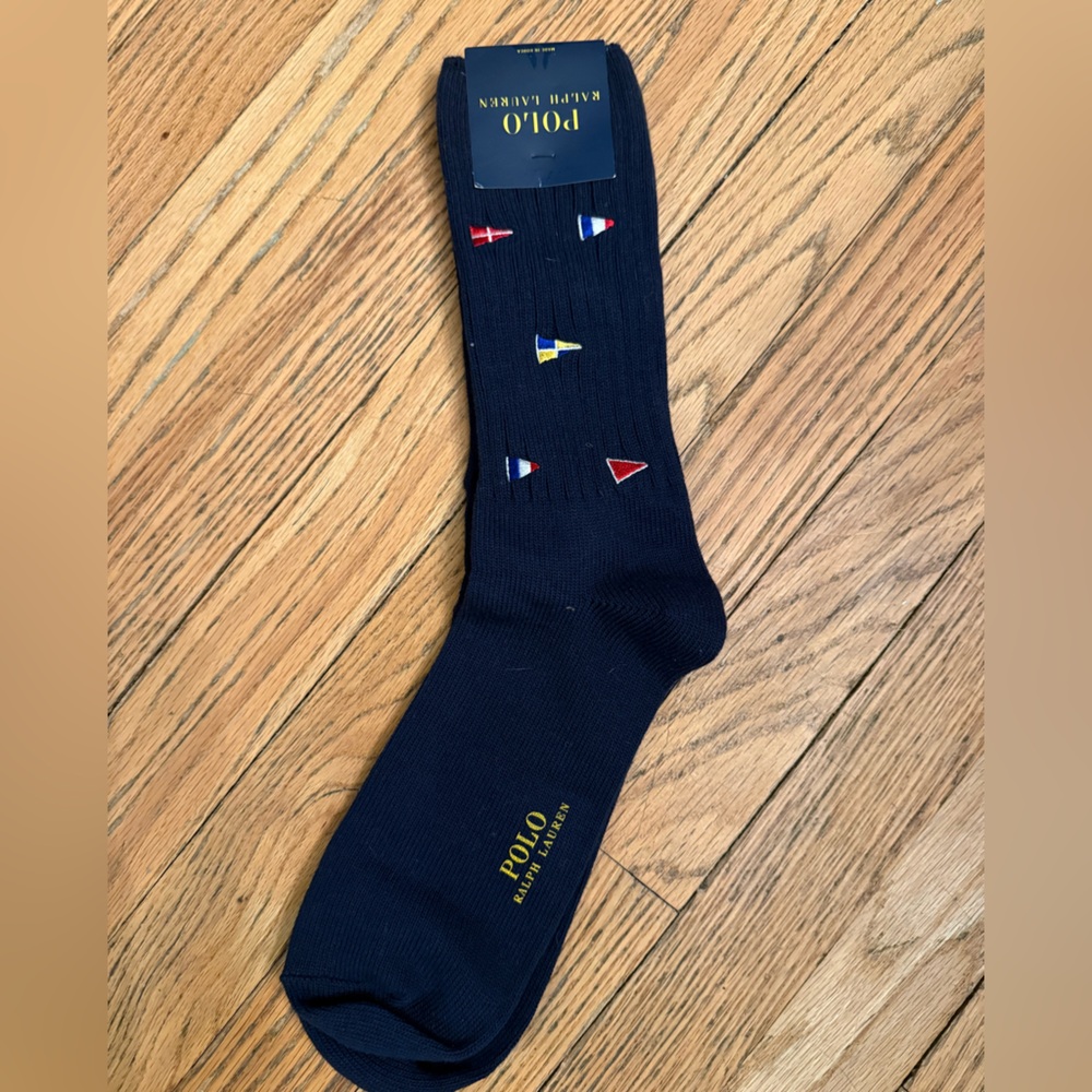 NEW With Tags! Ralph Lauren Men's Black Dress Socks with Colorful Accents